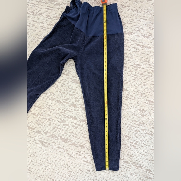 Navy Blue Women's Corduroy Maternity Pants - Picture 6 of 13